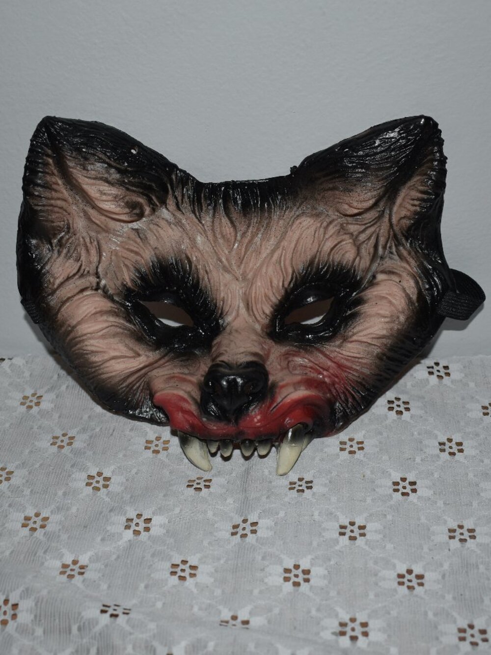 Vintage Halloween Scary Horror Werewolf Wolf Costume Half Mask